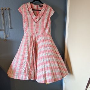 Hell Bunny Vixen Pink/Green Plaid dress sz XL